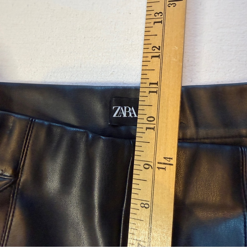 Zara Black Faux Leather Leggings Side Zip w/ Ankle Zip Women's Size XS - Picture 9 of 10